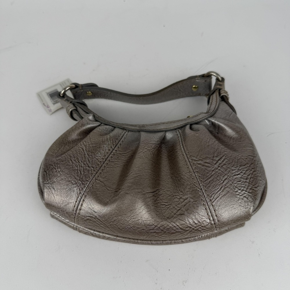 Liz Claiborne Clutch Womens Pewter Metallic Mini Hobo Bag Wristlet Zip
